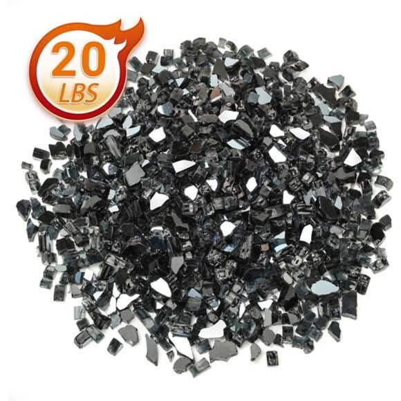 20 Pounds Black Reflective Fire Glass, 1/2 Inch High Luster - Picture 10 of 16